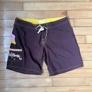 Billabong Board Shorts W 30 Brown Yellow Purple Y2K Surf Swim Trunks Size 9 30